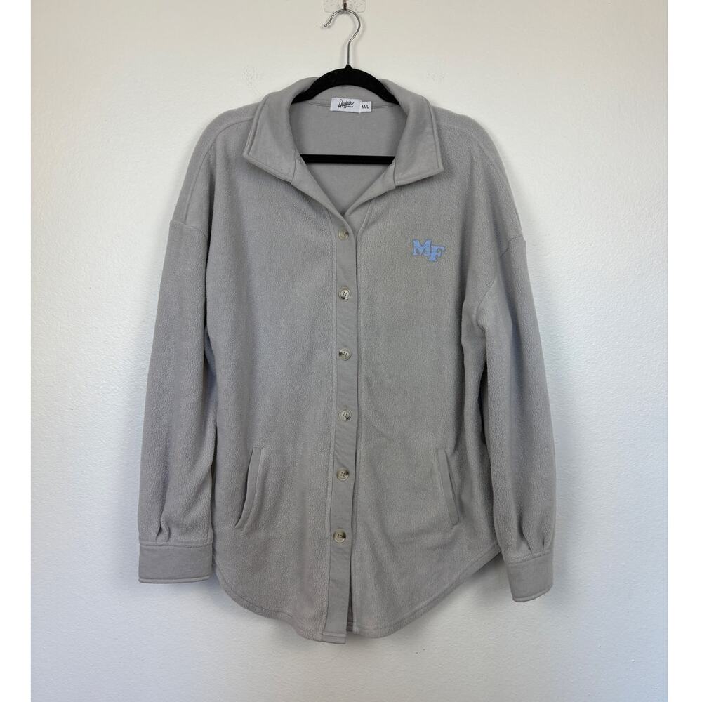 The Mayfair Group Be Nice Button Down Cozy Oversized Rare Graphic Shacket M/L
